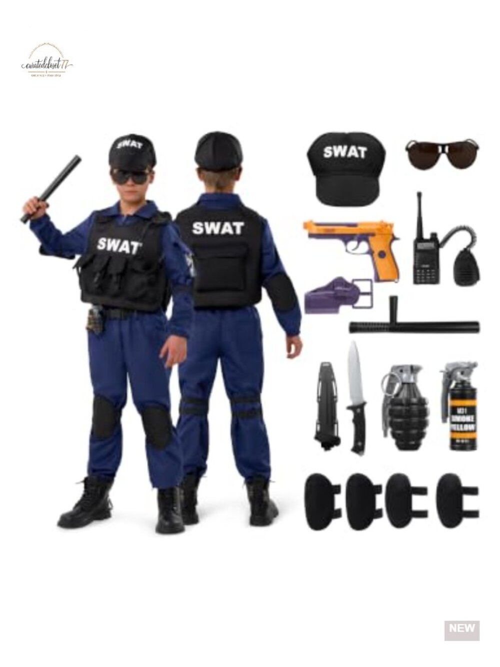 SWAT Police Costume for Boys 17 Pc Dress Up Set